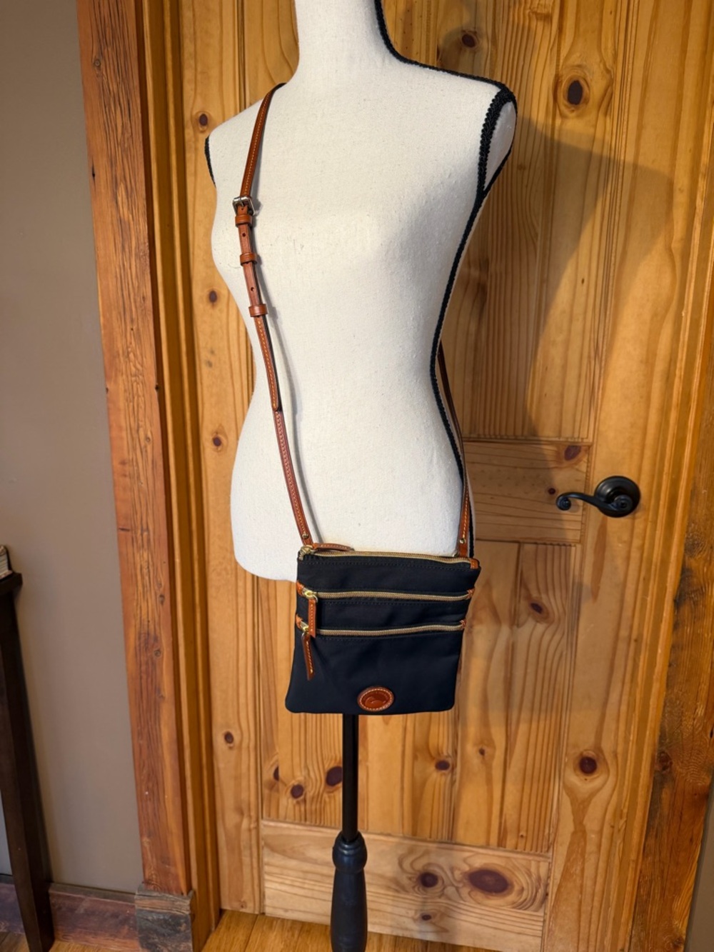 Dooney & Bourke Black Nylon North South Triple Zip Crossbody w/Leather Trim - Picture 4 of 6